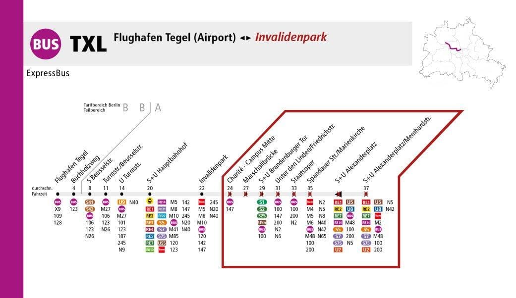 Берлин txl по карта автобусных маршрутов
