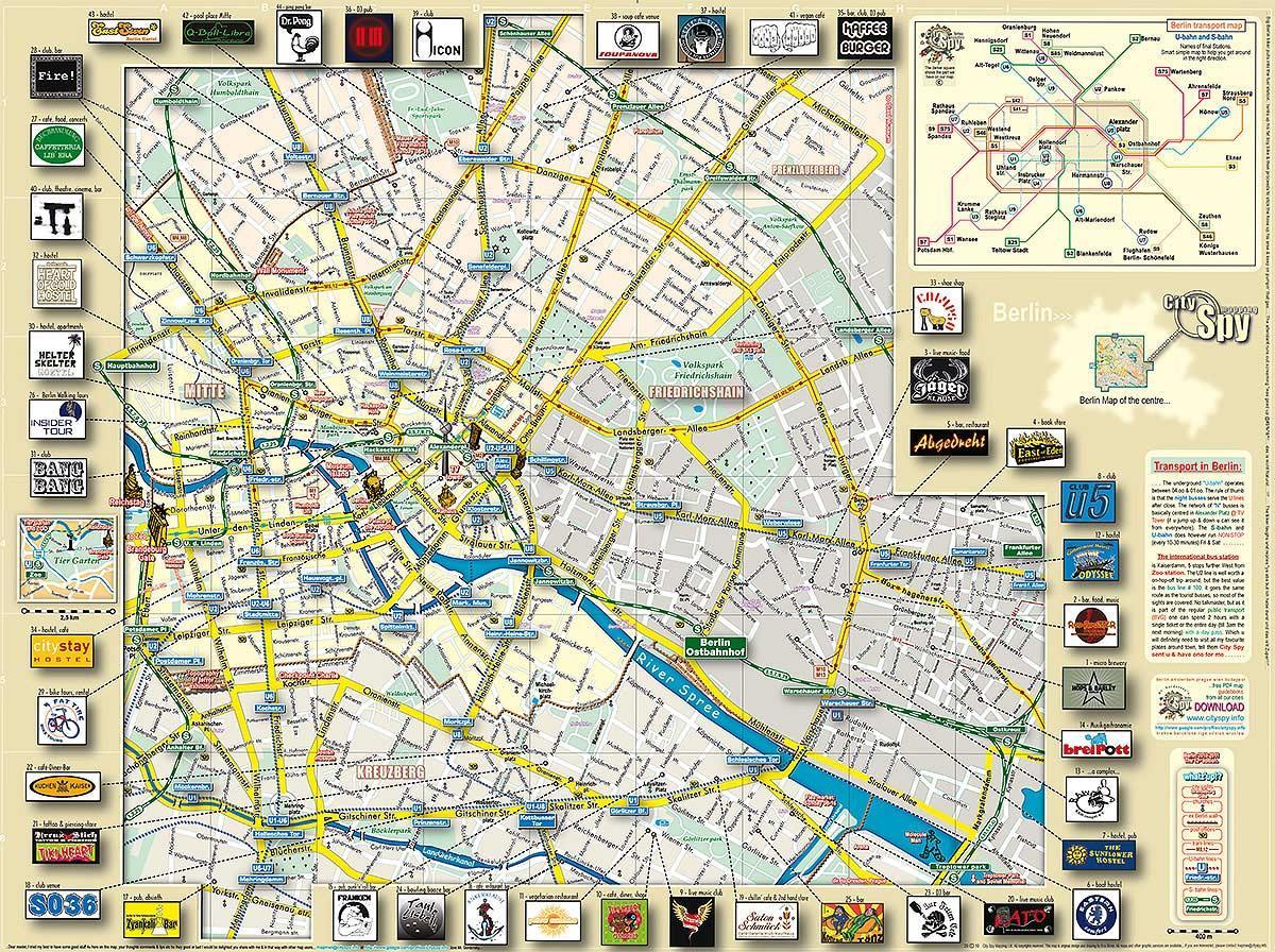 Берлин карта города с достопримечательностями
