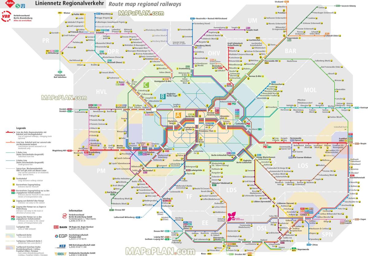 карта Берлина региональном поезде 