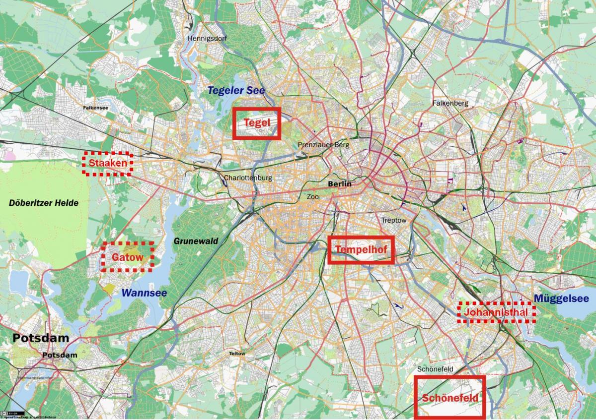 карта аэропортов в Берлине, Германия